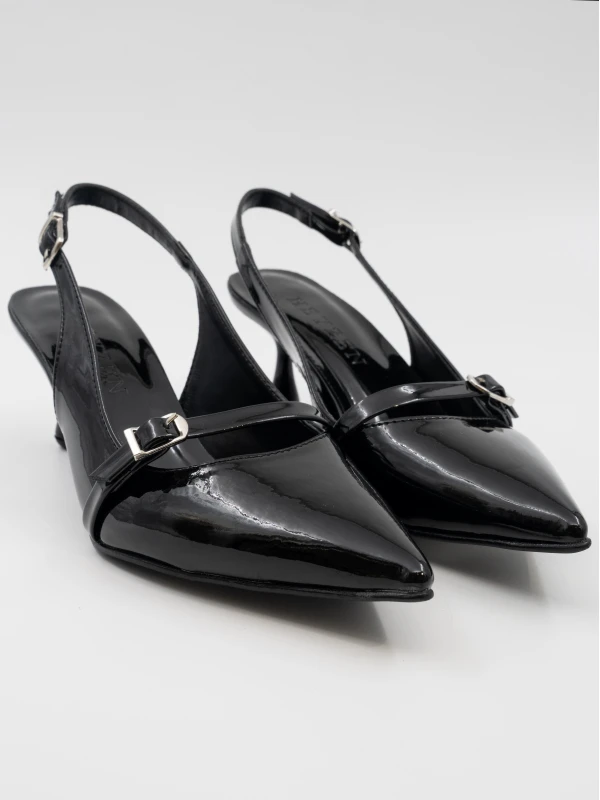 Rugan Toka Detaylı Topuklu SİYAH