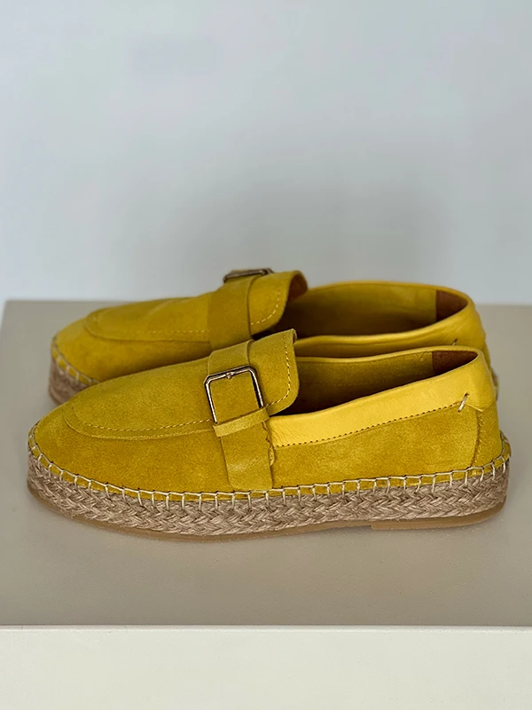 TABAN HASIR DETAYLI LOAFER SARI