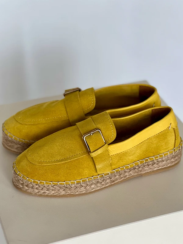 TABAN HASIR DETAYLI LOAFER SARI