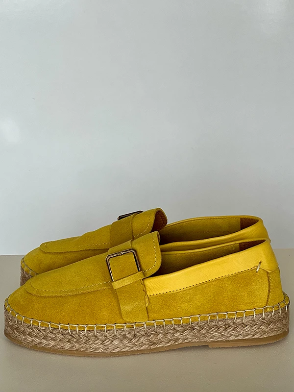 TABAN HASIR DETAYLI LOAFER SARI