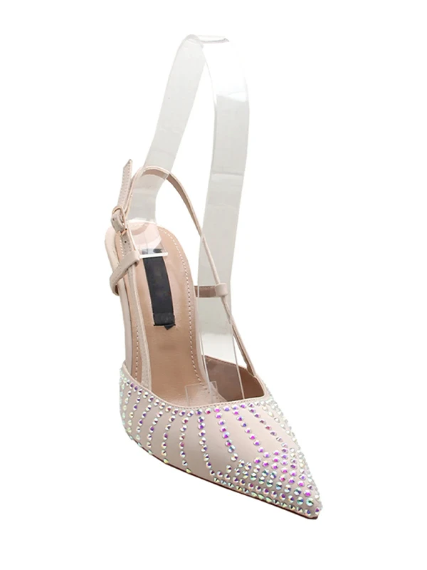 TAŞ DETAYLI SATEN TOPUKLU BEJ