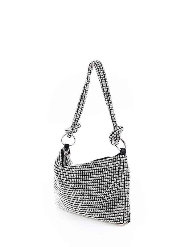 TAŞLI CLUTCH ÇANTA GÜMÜŞ