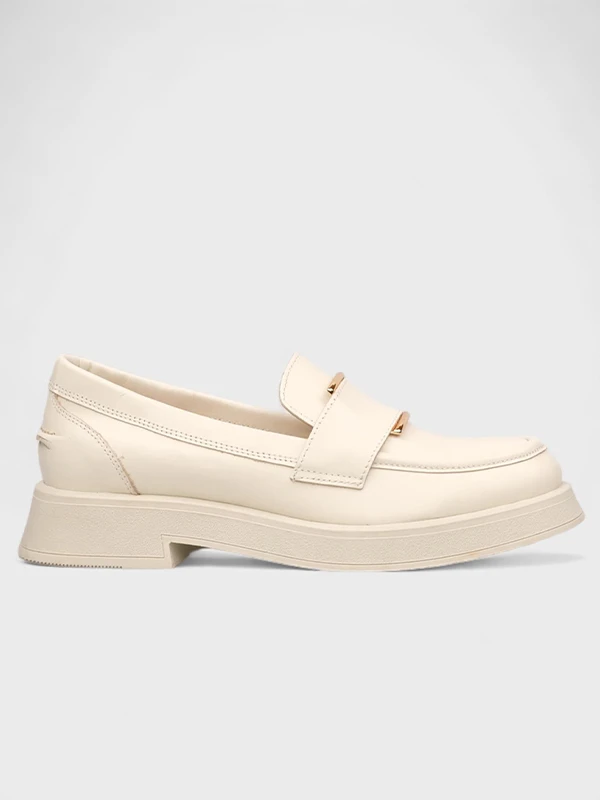 TOKA DETAYLI DERİ LOAFER KREM