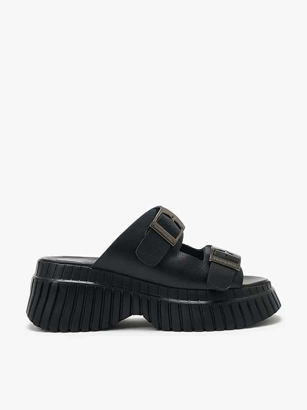 TOKA DETAYLI KALIN TABAN TERLİK SİYAH