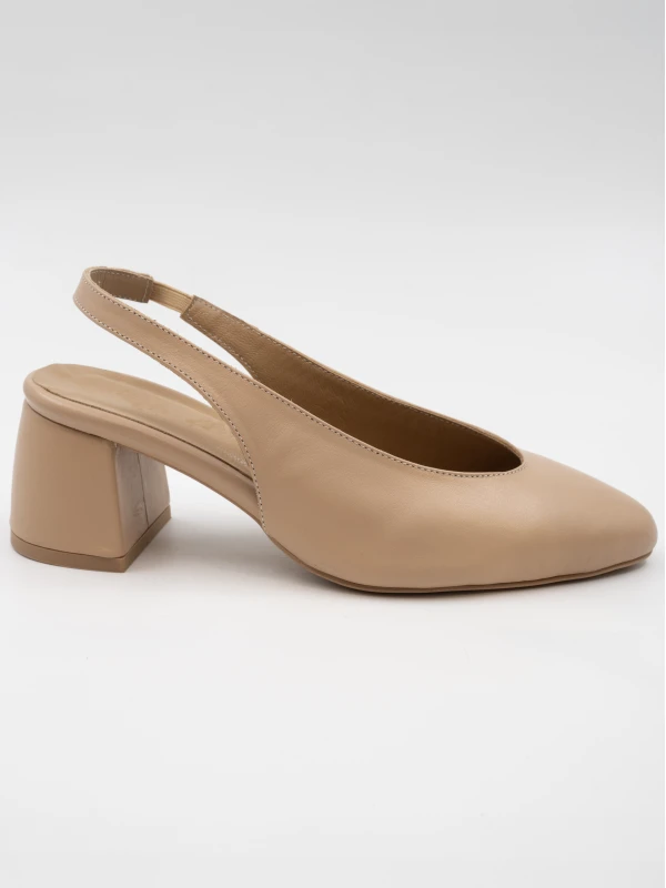 TOPUKLU DERİ SANDALET NUDE