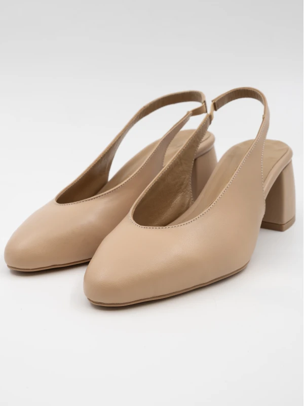 TOPUKLU DERİ SANDALET NUDE