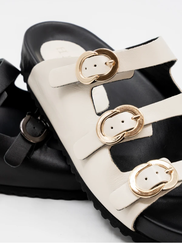 ÜÇ KEMER DETAYLI CİLT DERİ TERLİK KREM