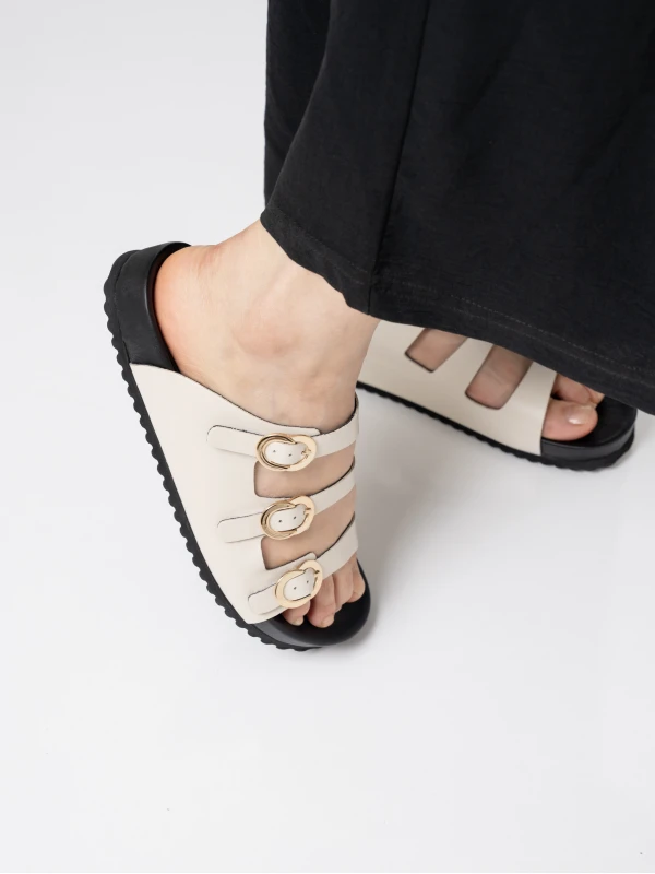 ÜÇ KEMER DETAYLI CİLT DERİ TERLİK KREM