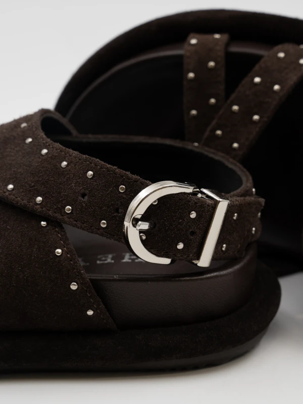 ZIMBALI BİLEKTEN BAĞLAMALI DERİ SANDALET KAHVE