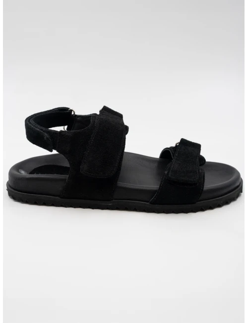 BANTLI SÜET DERİ SANDALET SİYAH