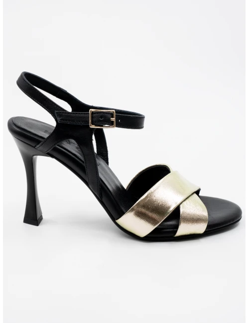 ÇAPRAZ BANTLI TOPUKLU SANDALET GOLD