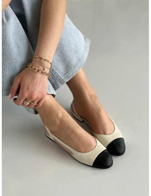 ÇİFT RENKLİ SÜET BURUN DETAYLI BABET KREM