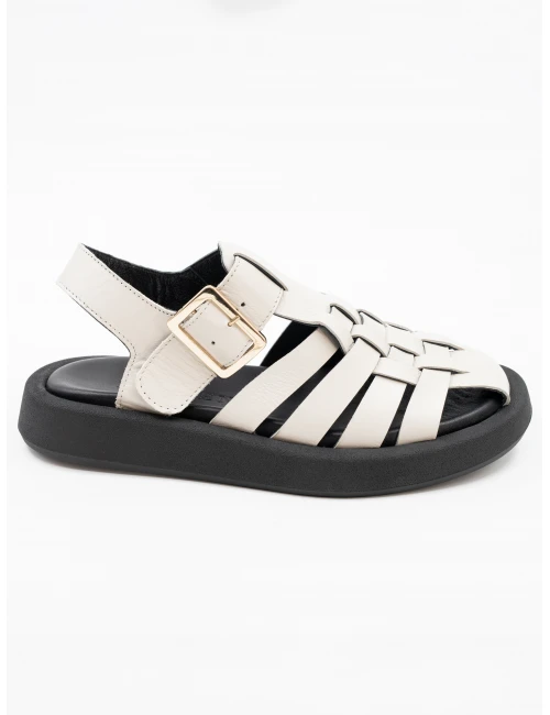 CİLT DERİ KADIN SANDALET BEJ