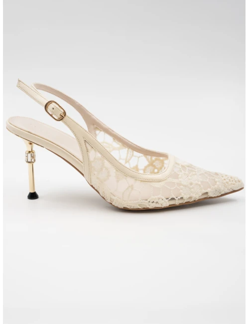 DANTEL İŞLEME TOPUKLU KREM