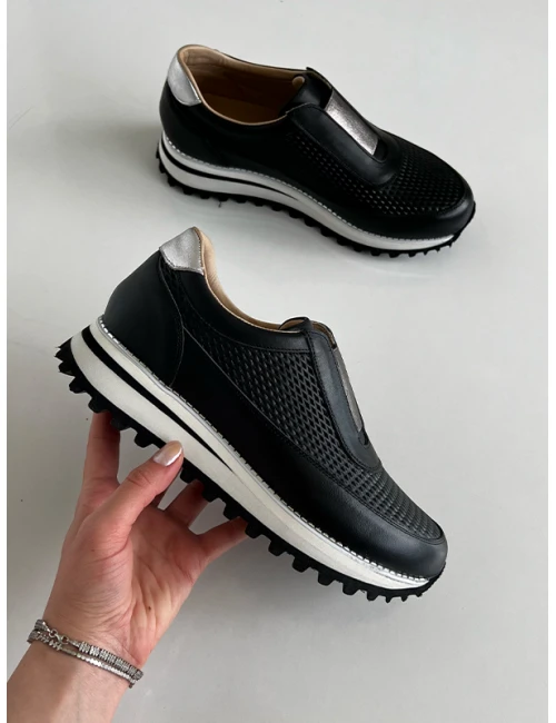 DERİ KADIN SPOR AYAKKABI SİYAH