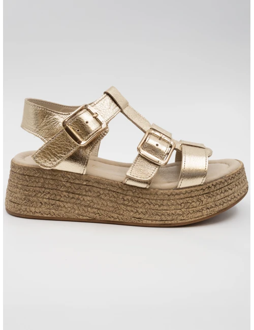 DOLGU TOPUK DERİ SANDALET GOLD