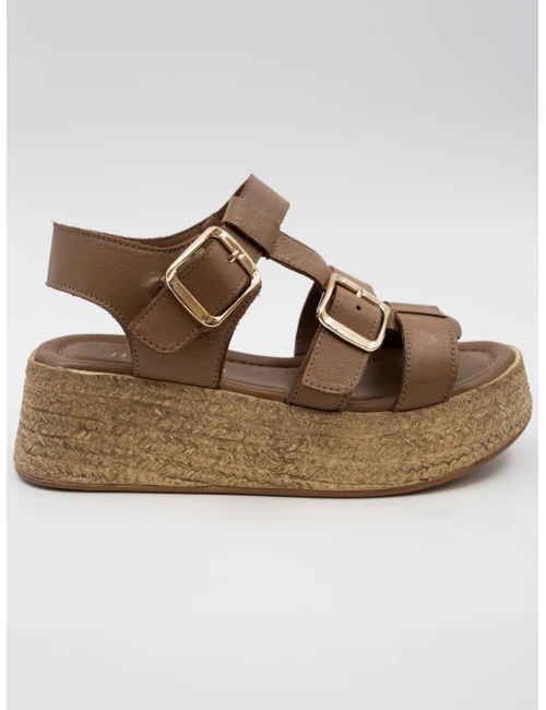 DOLGU TOPUK DERİ SANDALET TABA