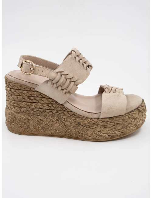 DOLGU TOPUK SÜET DERİ SANDALET BEJ