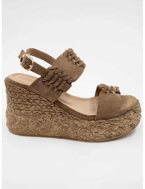 DOLGU TOPUK SÜET DERİ SANDALET VİZON