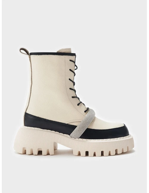 FLOTTER TAŞLI KEMER DETAYLI KREM