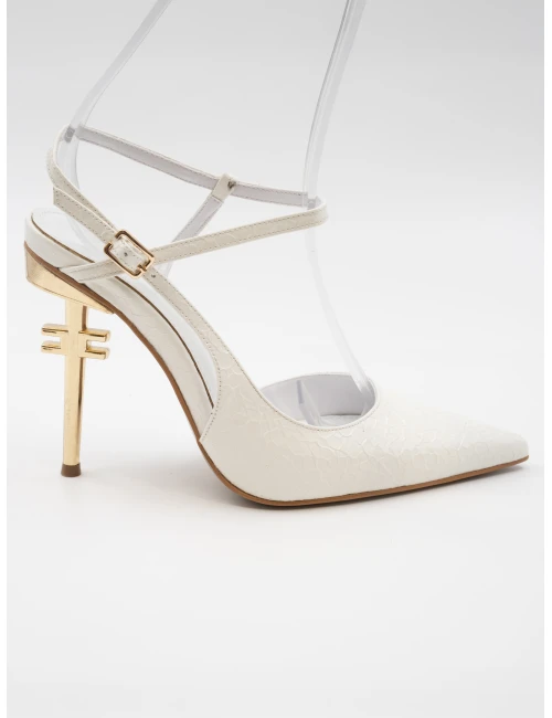 GOLD METAL TOPUK DETAYLI TOPUKLU BEYAZ