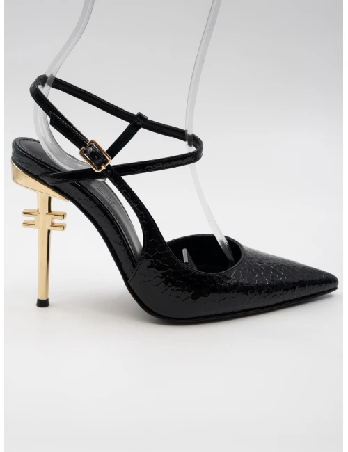 GOLD METAL TOPUK DETAYLI TOPUKLU SİYAH