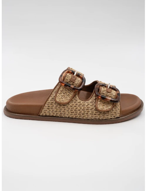 HASIR DETAYLI DERİ TERLİK TABA