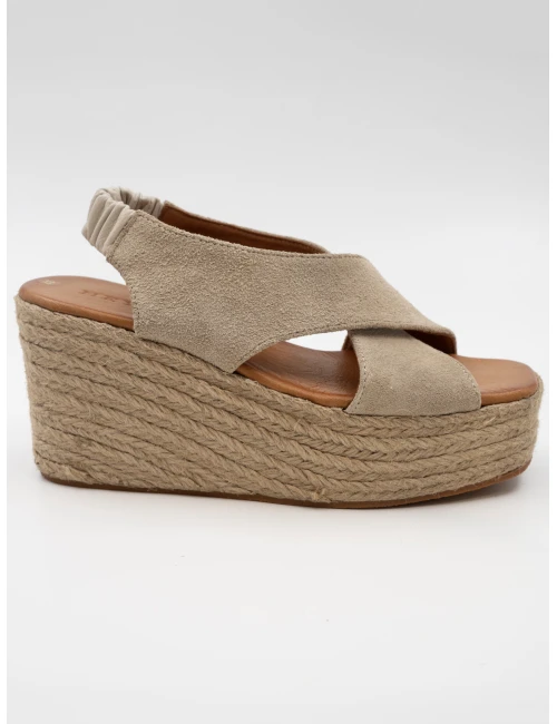 HASIR TABAN DETAYLI DERİ SANDALET BEJ