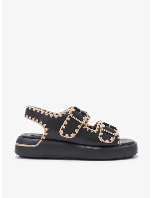 İŞLEMELİ DERİ SANDALET