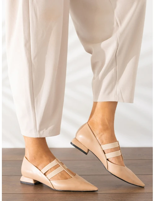 KISA TOPUK ÖN ÇİFT LASTİK DETAY NUDE