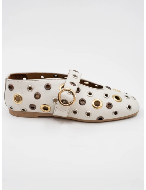 KUŞ GÖZÜ DERİ BABET BEYAZ