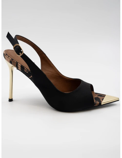 MAT SATEN GOLD DETAYLI TOPUKLU SİYAH