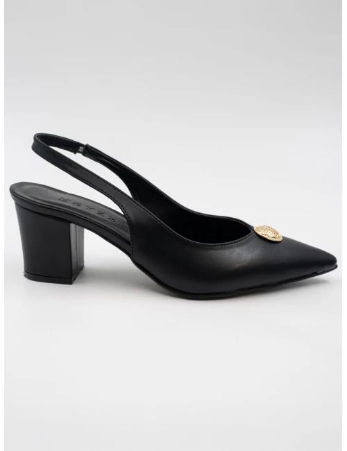 Mat Vegan Deri Topuklu SİYAH