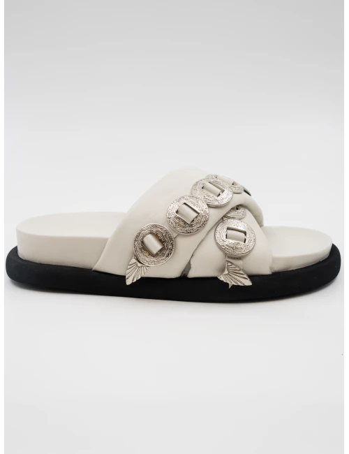 METAL DETAYLI TASARIM DERİ TERLİK KREM