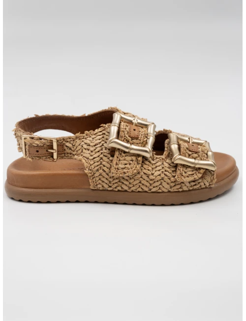 NATURAL HASIR DERİ SANDALET TABA