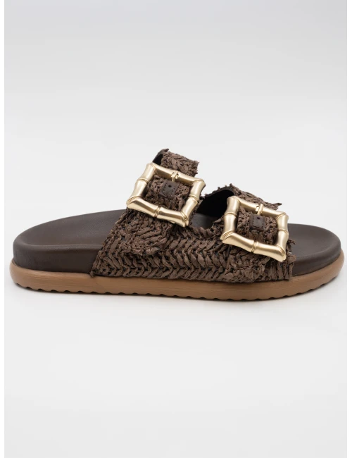 NATURAL HASIR DERİ TERLİK KAHVE