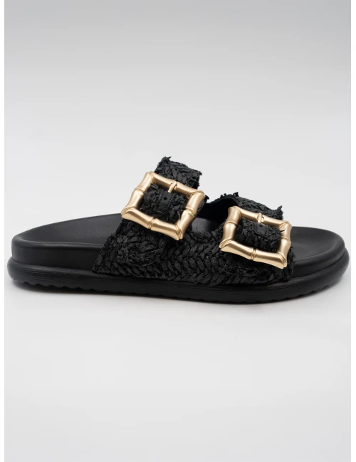 NATURAL HASIR DERİ TERLİK SİYAH