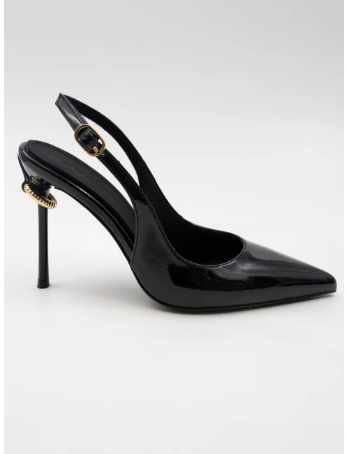 ÖKÇE GOLD TOKA DETAYLI TOPUKLU SİYAH