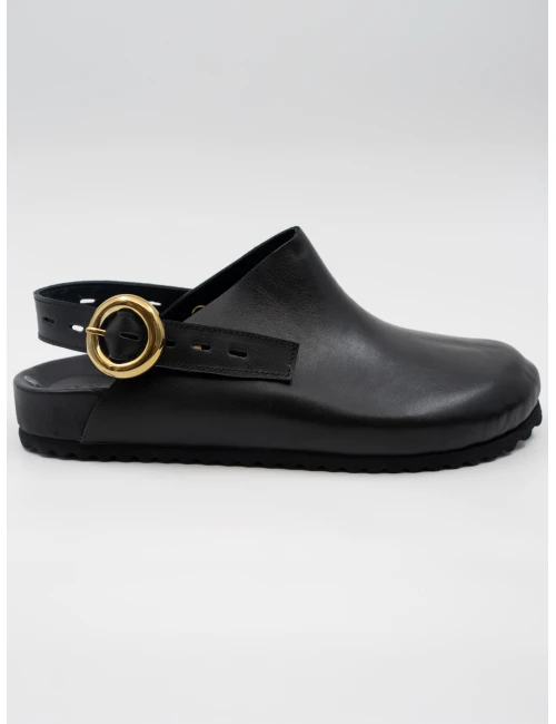 Önü Kapalı Kadın Deri Sandalet SİYAH