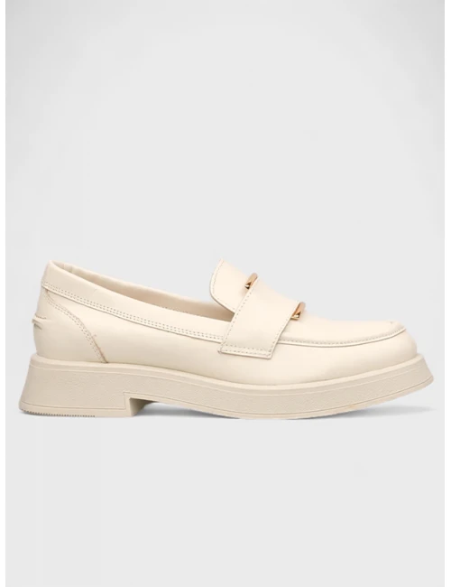 TOKA DETAYLI DERİ LOAFER KREM