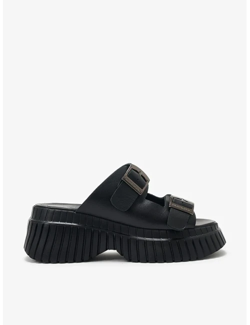 TOKA DETAYLI KALIN TABAN TERLİK SİYAH