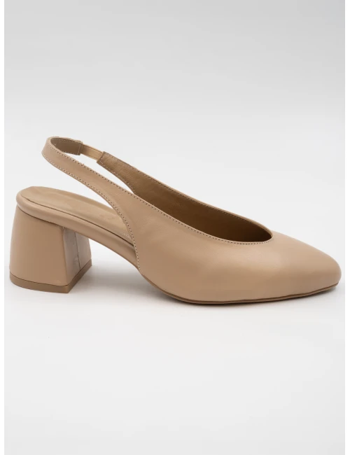 TOPUKLU DERİ SANDALET NUDE