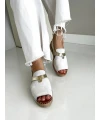 HASIR TABAN DERİ SÜET SANDALET BEYAZ