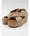 HASIR TABAN DETAYLI DERİ SANDALET BEJ