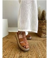 KALIN TABANLI DERİ SANDALET TABA