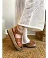 KALIN TABANLI DERİ SANDALET TABA