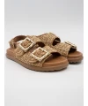 NATURAL HASIR DERİ SANDALET TABA