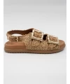 NATURAL HASIR DERİ SANDALET TABA