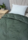 Clasy %100 Pamuk Saten Çift kişilik Yorgan Çift Taraflı Palmore V1 Desenli Koyu Yeşil Kapitoneli
