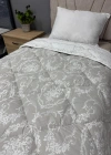 %100 Pamuk Ranforce Tek Kişilik Yorgan Çift Taraflı Sorti V1 Gri Desenli Kapitoneli